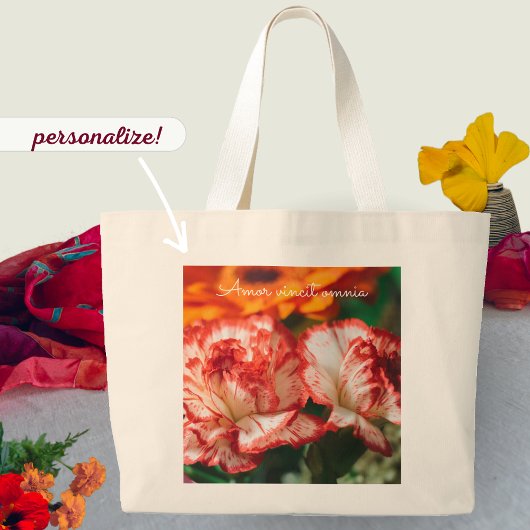 Grand Tote Bag Oeillets rayés et gerbera