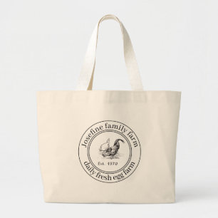 Grand Tote Bag Œufs frais de la ferme Poulailler Campagne rustiqu