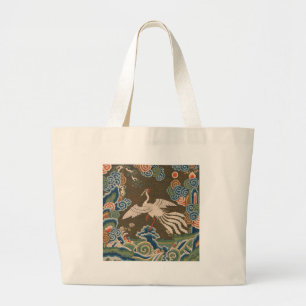 Grand Tote Bag OEuvre d'art d'oiseaux chinoises antique tapisseri