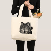 Grand Tote Bag Oeuvre de Loup noir et blanc (Devant (produit))