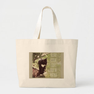 Grand Tote Bag Offre De Vie De Goût Encourageant Cat Citation Pho