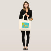 Grand Tote Bag Oie-bébé jaune avec eau bleu clair (Devant (modèle))
