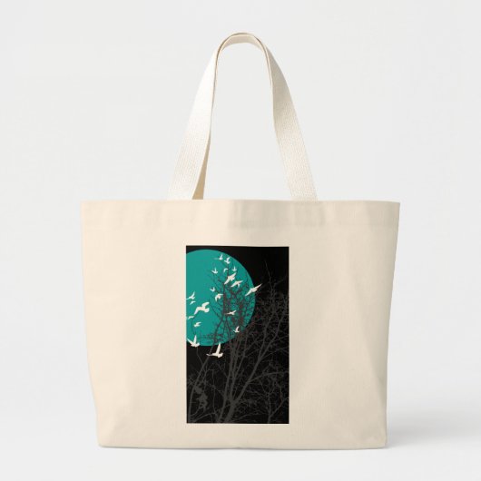 Grand Tote Bag oiseau à silhouette (Devant)