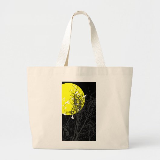 Grand Tote Bag oiseau à silhouette (Devant)