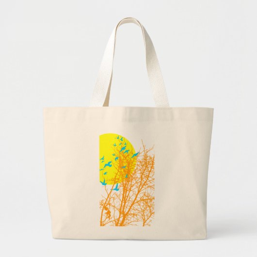 Grand Tote Bag oiseau à silhouette (Devant)