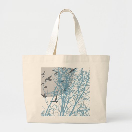 Grand Tote Bag oiseau à silhouette (Devant)