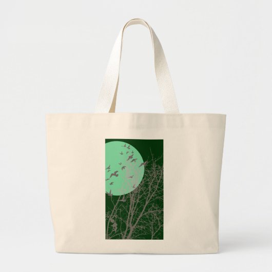 Grand Tote Bag oiseau à silhouette (Devant)
