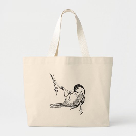 Grand Tote Bag Oiseau/Chickadee Noir-Couvert (Devant)