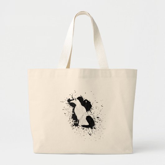 Grand Tote Bag Oiseau de floc d'encre (Devant)