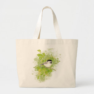 Grand Tote Bag Oiseau de poulet mou dans le peuplier