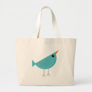 Grand Tote Bag Oiseau fantaisiste adorable, art de la nature