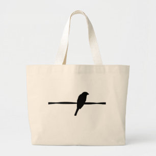 Grand Tote Bag Oiseau sur la photographie de silhouette de fil