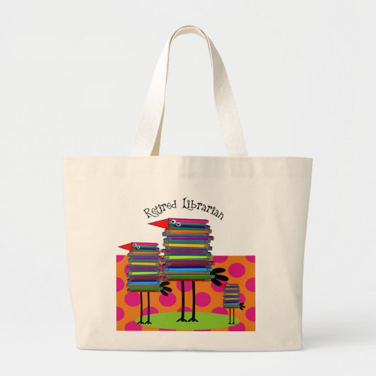 Grand Tote Bag Oiseaux retirés de livre de bibliothécaire III (Devant)