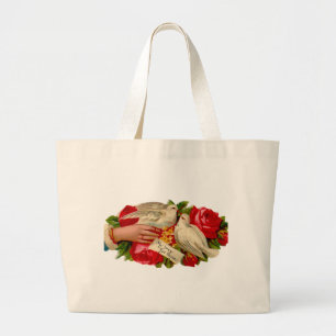 Grand Tote Bag Oiseaux vintage amour victorien colombe art classi