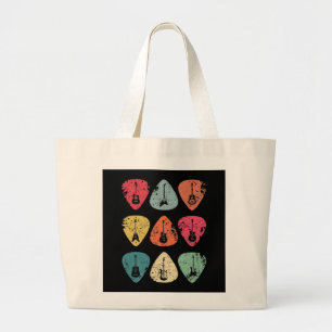 Grand Tote Bag Onglet de guitare Retro Vintage pour Guitaristes B