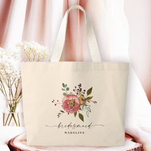 Grand Tote Bag Ophelia Cottagecore Rose Poussiéreuse Florale Demo