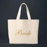 Grand Tote Bag Or de jeune mariée<br><div class="desc">Ce sac fourre-tout vintage mignon personnalisé à monogramme nommé est la meilleure idée de cadeau pour la jeune mariée et les demoiselles d'honneur aux mariages.</div>