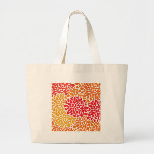 Grand Tote Bag Orange rouge coloré Vintage des années 60