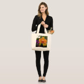 Grand Tote Bag Orchidée orange (Devant (modèle))