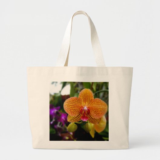 Grand Tote Bag Orchidée orange (Devant)