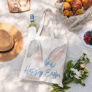 Grand Tote Bag Oreilles de Lapin de Pâques à l'aquarelle avec noe