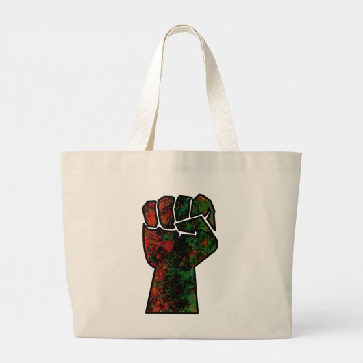 Grand Tote Bag orgueil noir poing vert rouge pan drapeau africain (Dos)