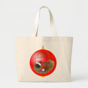 Grand Tote Bag Ornement de Noël Pékinois