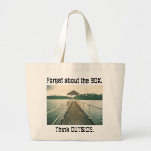 Grand Tote Bag Oubliez la boîte, pensez à l'extérieur. Lac rétro 