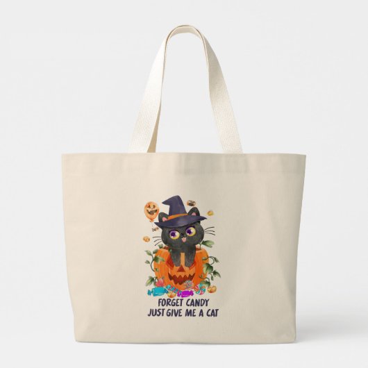 Grand Tote Bag Oubliez Les Bonbons, Donnez-Moi Juste Un Chat (Dos)