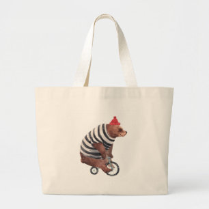 Grand Tote Bag Ours d'amusement de bicyclette