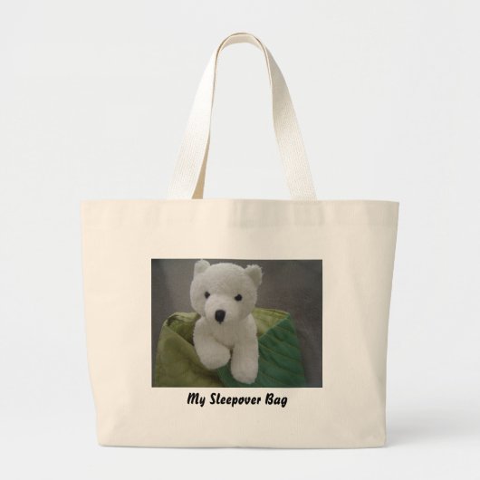 Grand Tote Bag Ours en peluche blanc (Devant)