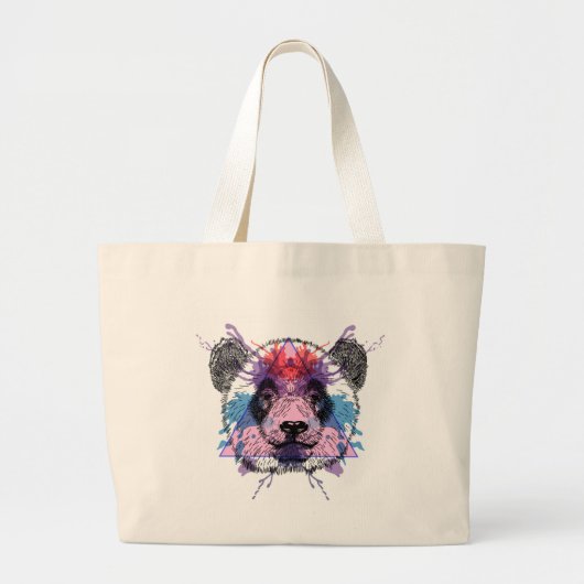 Grand Tote Bag Ours panda géométrique (Devant)