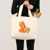 Grand Tote Bag ourson mignon mangeant des fraises (Devant (produit))