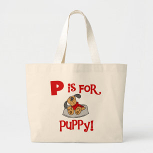 Grand Tote Bag P est pour des T-shirts et des cadeaux de chiot