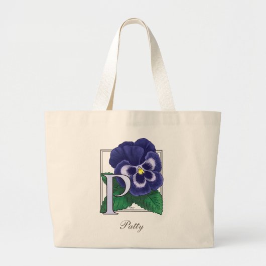 Grand Tote Bag P pour le monogramme de fleur de pensée (Devant)
