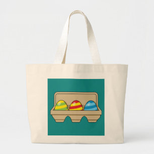 Grand Tote Bag Pack de caricatures colorées OEufs de Pâques