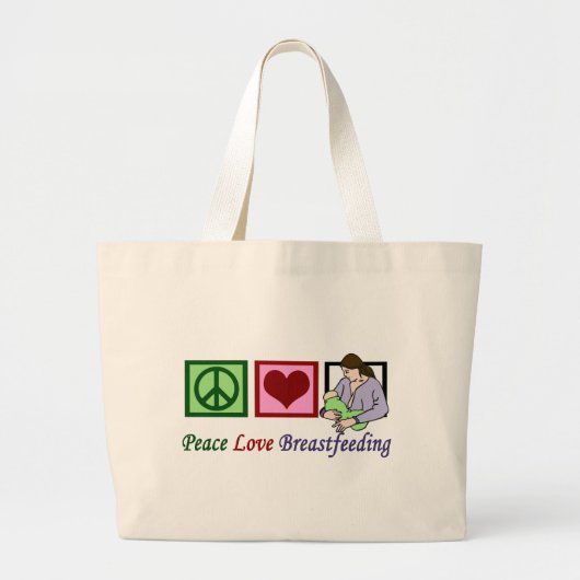 Grand Tote Bag Paix Amour Allaitement (Devant)