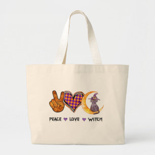 Grand Tote Bag Paix, Amour, Sorcière
