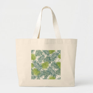 Grand Tote Bag Palm Tree Fronds Peinture Hawaiian Print