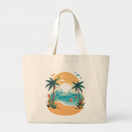 Grand Tote Bag Palmier de Sun Beach (Devant)