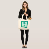 Grand Tote Bag Palmier en pot - turquoise et aqua (Devant (modèle))