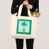 Grand Tote Bag Palmier en pot - turquoise et aqua (Devant (produit))