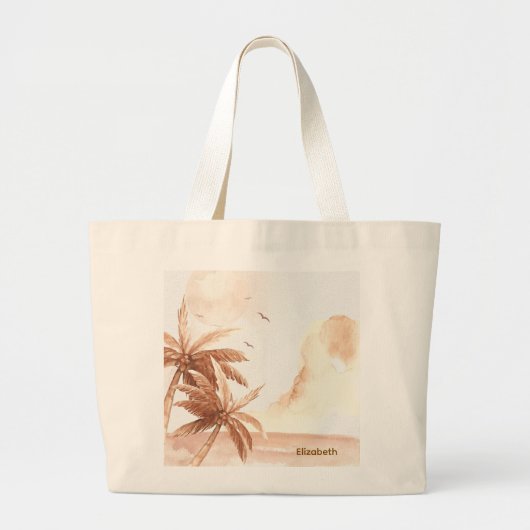 Grand Tote Bag Palmier Tropical Rustique (Devant)