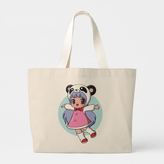 Grand Tote Bag Panda Angel : Adorable Anime Girl Gravant High (Dos)