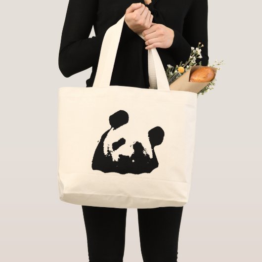 Grand Tote Bag Panda d'art noir blanc (Devant (produit))