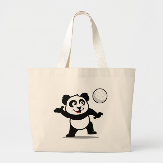 Grand Tote Bag Panda de volley-ball (Devant)