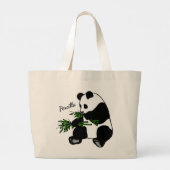 Grand Tote Bag Panda géant mange nom Bambou   (Dos)