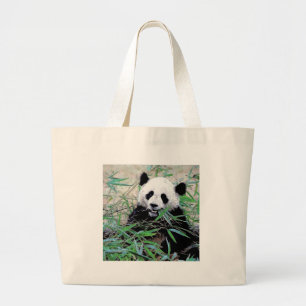 Grand Tote Bag Panda Manger Feuilles