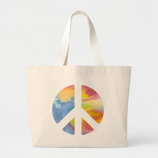 Grand Tote Bag Panneau de Paix Pastel (Devant)
