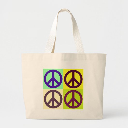 Grand Tote Bag Panneau de Paix Pop Art (Devant)